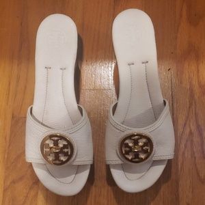 Tory Burch White Leather Wedges sz 7.5